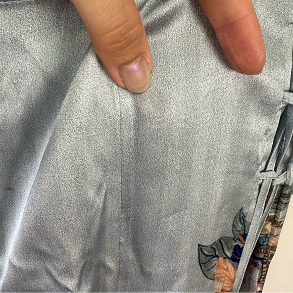 Camilla Light Blue Floral Wide-Leg Silk Pants - Picture 8 of 14